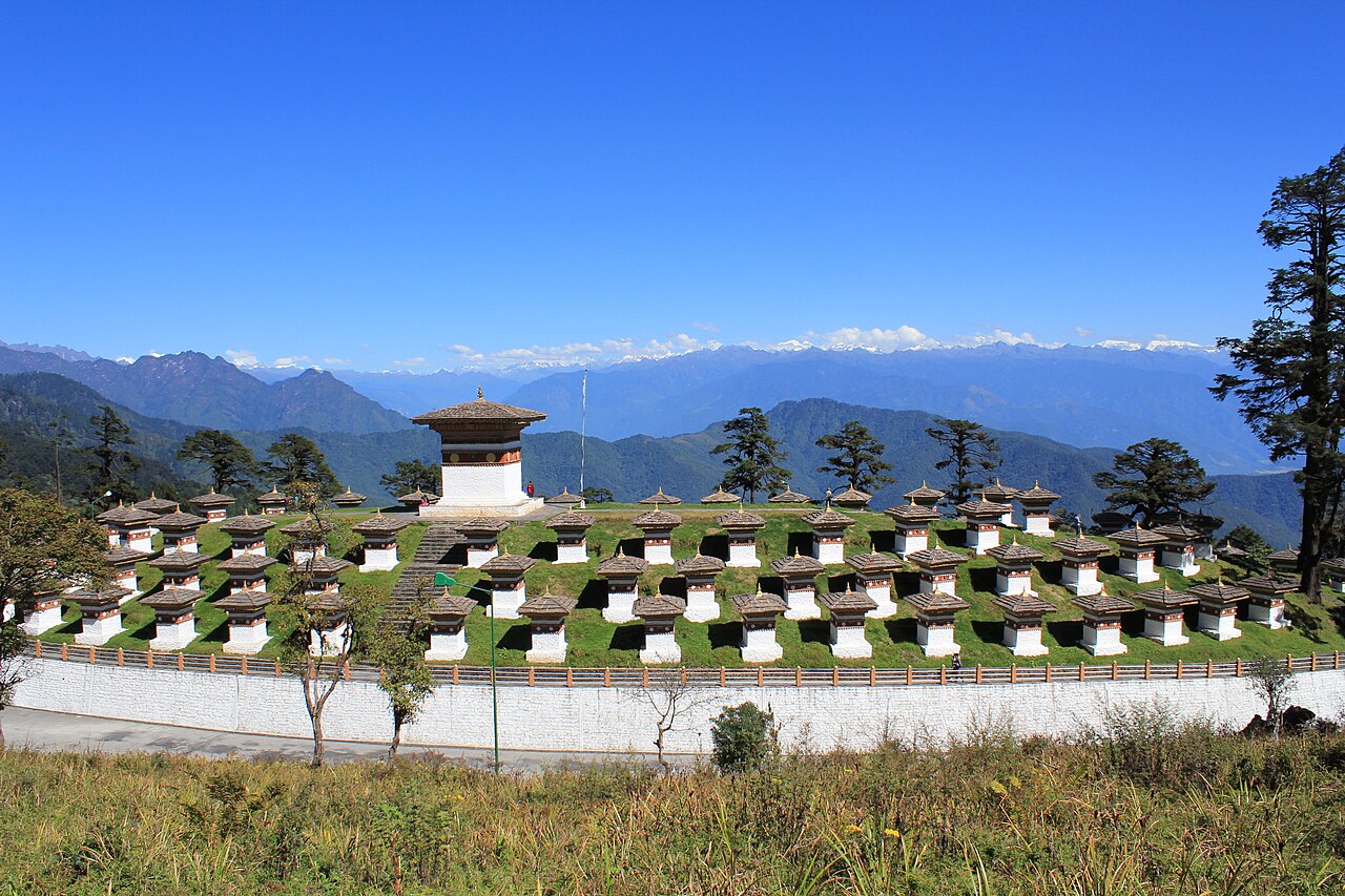 Dochula Pass with 108 Druk Wangyal Chortens en route from Thimphu to Punakha